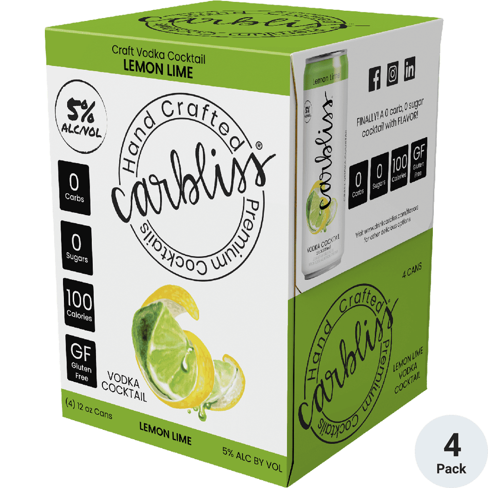 CARBLISS VODKA COCKTAILS LEMON LIME - 4 PACK