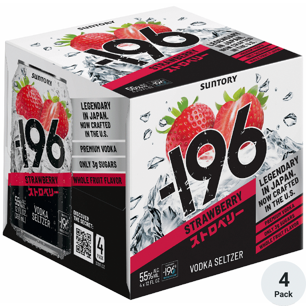 -196 STRAWBERRY VODKA SELTZER - 4 PACK