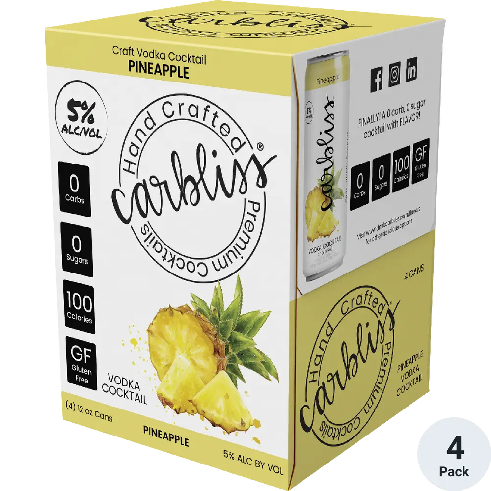 CARBLISS VODKA COCKTAILS PINEAPPLE - 4 PACK